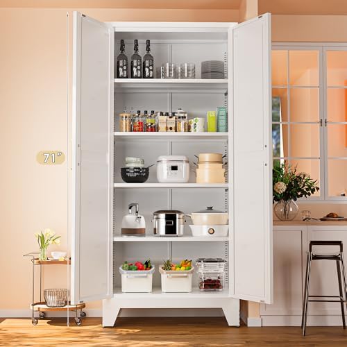 Washsemba 71'' Farmhouse Metal Storage Cabinet with Barn Doors,Steel ...