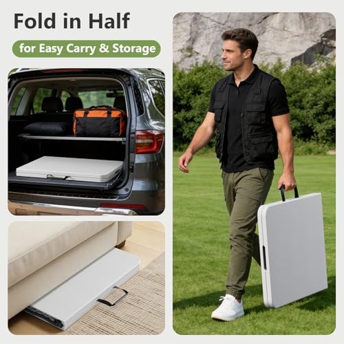 Folding Table 2 Pack, 6 FT Foldable Plastic Table with Carrying Handle, Heavy...