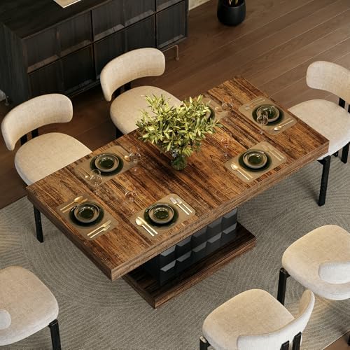 LITTLE TREE 63" Modern Dining Table, Rectangular Dinner Table for 4-6, F...