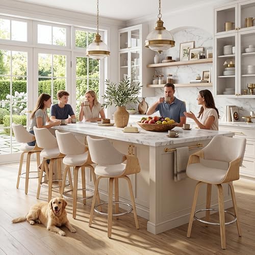 26'' Modern Barrel Swivel Counter Stools Counter Height Swivel Bar St...
