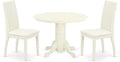 East West Furniture SHIP3-WHI-C 3 Piece Dinette Set for Small Spaces Contains a Round Dining Room Table with Pedestal and 2 Linen Fabric Kitchen Dining Chairs, 42x42 Inch, Linen White