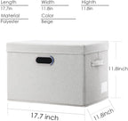 PRANDOM Large Collapsible Storage Containers with Lids [5-Pack] Fabric Foldable Storage Bins Boxes Organizer Baskets Cube with Cover for Home Bedroom Closet Office Beige(17.3x11.8x11.8)