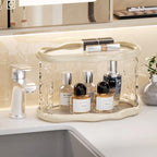 Bathroom Countertop Organizer, 2 Tier Bathroom Organizer and Storage, Acrylic Vanity Organizer Standing Holder Shelf, Perfume Makeup Skincare Cosmetic Desk Organizer for Bedroom Dressing Table, White