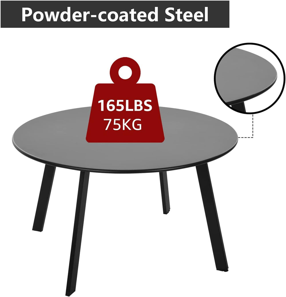 Patio Coffee Table - Metal Steel Outdoor Round Table Weather Resistant Anti-R...