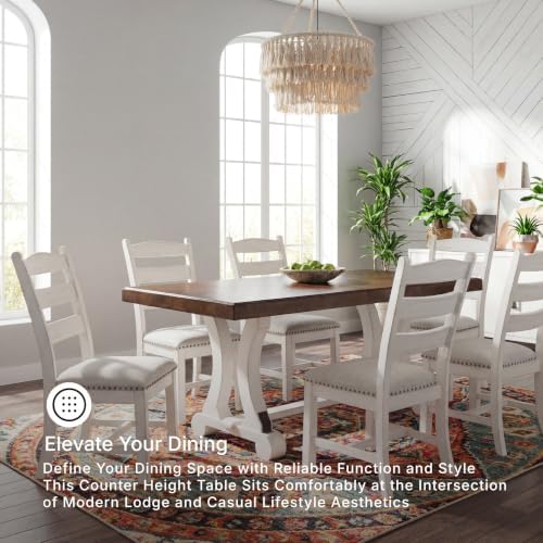 Signature Design by Ashley Valebeck 1-Piece Dining Table, Farmhouse Trestle