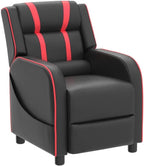 Costzon Kids Recliner, Gaming Recliner Chair w/Side Pockets, Footrest, Headrest & Lumbar Support for Kids Room & Play Room, Adjustable Racing Style Leather Sofa for Children Boys Girls (Red, Black)