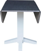 IC International Concepts Solid Wood 36" Square Dual Drop Leaf Dining Table, White/Heather Gray