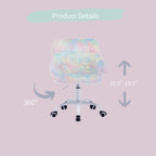 HEAH-YO Swivel Kids Chair with Wheels, Adjustable Kid Desk Chair with Arms, Cute Faux Fur Kids Study Chairs for Boys and Girls, Rainbow Color