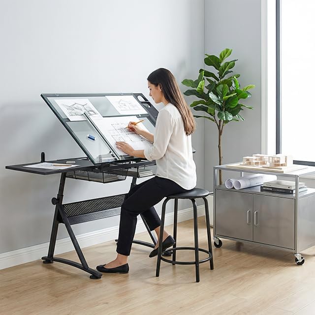 Magshion Drafting Table Adjustable Drawing Table w/Stool