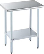 ROCKPOINT Stainless Steel Table for Prep & Work 18x30 Inches, NSF Metal Commercial Kitchen Heavy Duty Table with Adjustable Under Shelf and Table Foot for Restaurant, Home and Hotel