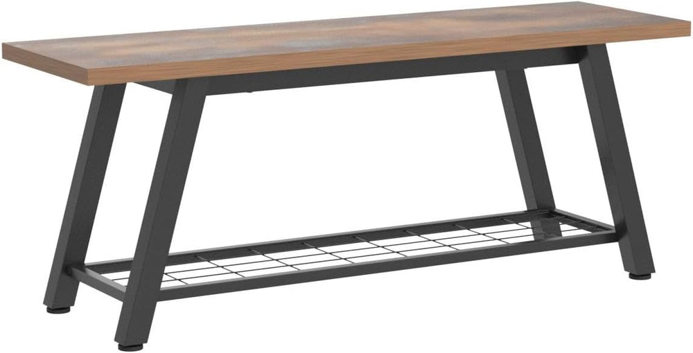 Oastreeful Storage Bench Industrial Rustic Wooden and Metal Entryway Shoe Boo...