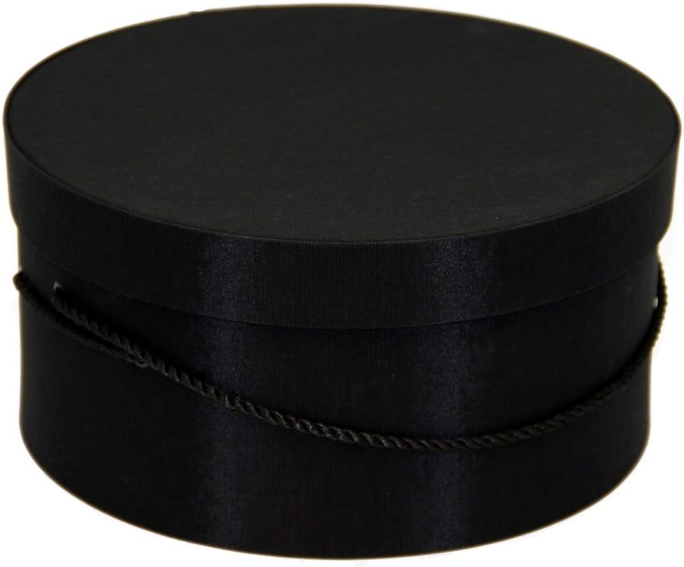 Sarah's Hat Boxes Classic Black Hat Box – 14.75" x 7.5" (Dia. x Ht.) Handmade in USA – Odorless Non-Toxic Adhesive, Cording Handle – Premium Storage for Hats & Accessories
