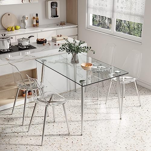 Baysitone Clear Dining Chairs Set of 4, Modern Kitchen Chairs with Transparen...