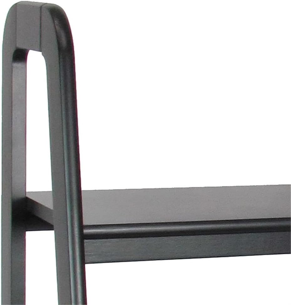 MAKLAINE 3 Tier Wooden Storage Ladder, Black Finish, Open Sides and Back, Solid Birch Wood, Modern and Sleek Design, Durable Display Shelves for Living Room or Bedroom Decor