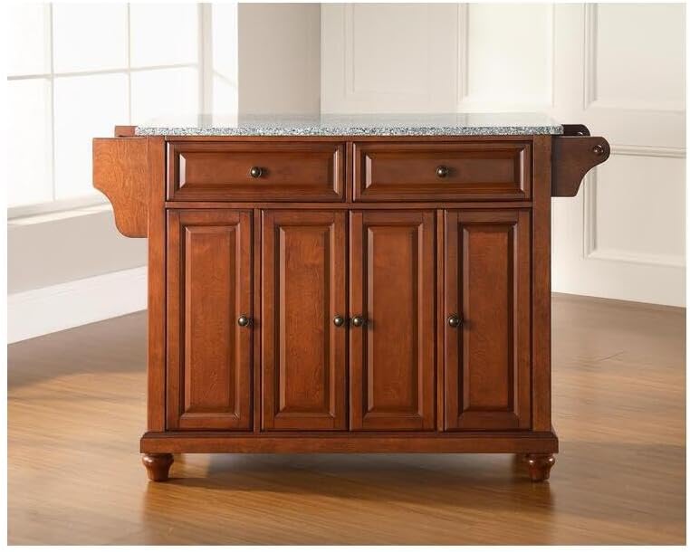 Kitchen Island with Granite Top - Full Size, Mahogany Gray Modern Cart