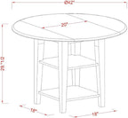 East West Furniture SUAD3-LWH-LC 3 Piece Dining Set Contains a Round Dining Room Table with Dropleaf & Shelves and 2 Faux Leather Upholstered Chairs, 42x42 Inch, Linen White