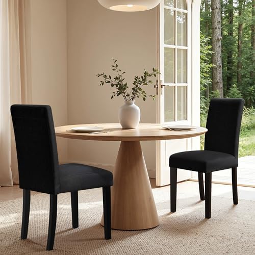 HOMYZOO Dining Chairs Set of 4, Upholstered Dining Room Chairs, Black