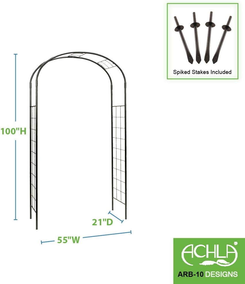 Achla ARB-10 Designs Monet Arbor Garden Arch, Graphite