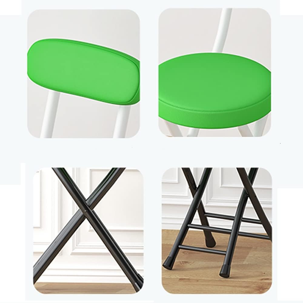 Foldable Bar Stool with Backrest Folding Chair Kitchen Stool with PU Padded R...