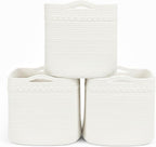 13 Inch Cube Storage Baskets, 3-Pack Woven Fabric Organizer Bins, 13"x13" Square Baskets for Cube Storage for Shelves, Baby Nursery, Closet Organizer, White
