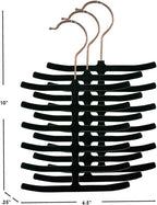 3-Pack Non-Slip Velvet Tie Hanger Organizer Rack by Home Basics | 360° Rotatable Hook | Holds 12 Ties Each | Versatile for Belts and Scarves | Slim Design