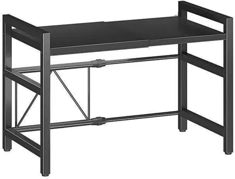 Extendable Microwave Oven Rack, 15.7~24.8" L Expandable Microwave Stand with Storage Shelf Heavy Duty with 6 Hooks and Chopsticks Cutting Board Holder for Kitchen Countertop