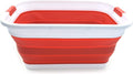 SAMMART 41L (10.8 gallon) Collapsible Plastic Laundry Basket-Foldable Pop Up Storage Container/Organizer-Portable Washing Tub-Space Saving, Water capacity: 32L (8.4 gallon) (Rectangular, Red)