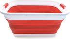 SAMMART 41L (10.8 gallon) Collapsible Plastic Laundry Basket-Foldable Pop Up Storage Container/Organizer-Portable Washing Tub-Space Saving, Water capacity: 32L (8.4 gallon) (Rectangular, Red)