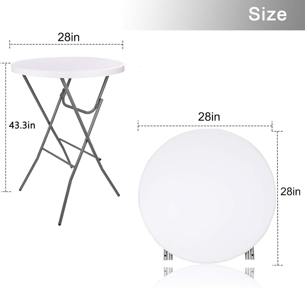 Lakhow 2 Pack Cocktail Table 28in Portable Folding Bar Height Table, White | ...