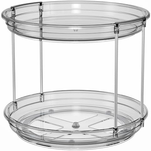 LAMU 2 Tier Lazy Susan Turntable Organizer 9.25'' Rotating Spice Rack Organization for Cabinet, Kitchen, Pantry, Countertop, Bathroom, Vanity, Medicine Cabinet Organizer, Grey