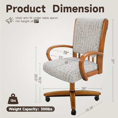 Chromcraft Set of 4 Chairs, Chair with Soft Double Wheels for Kitchen Room