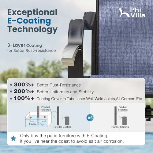 PHI VILLA Outdoor Dining Set with Umbrella for 6, Swivel Mesh Chairs