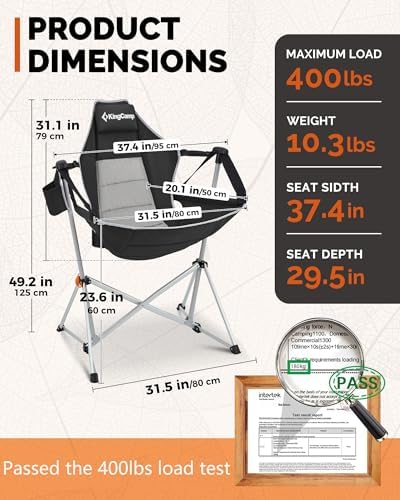KingCamp Hammock Camping Chair, 400lbs Heavy Duty Swing Chairs for Adults | P...