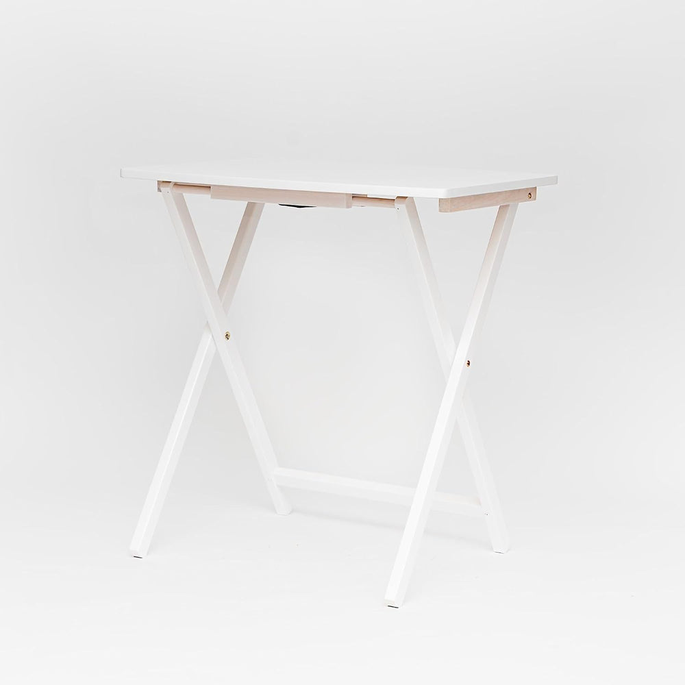 PJ Wood - 5 Pack XL TV Tray Tables - White Wood Set | Large Size, Rectangular...