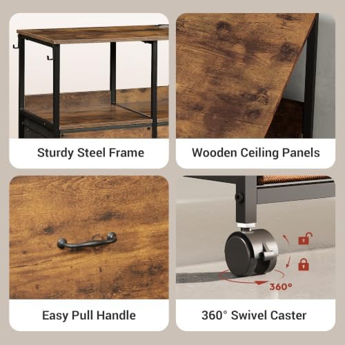DEVAISE 3 Drawer Mobile File Cabinet with Storage Shelf, Charging Station | R...
