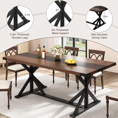Hlivelood 71 Inch Dining Table for 6 People, Rectangular Kitchen Farmhouse Ta...