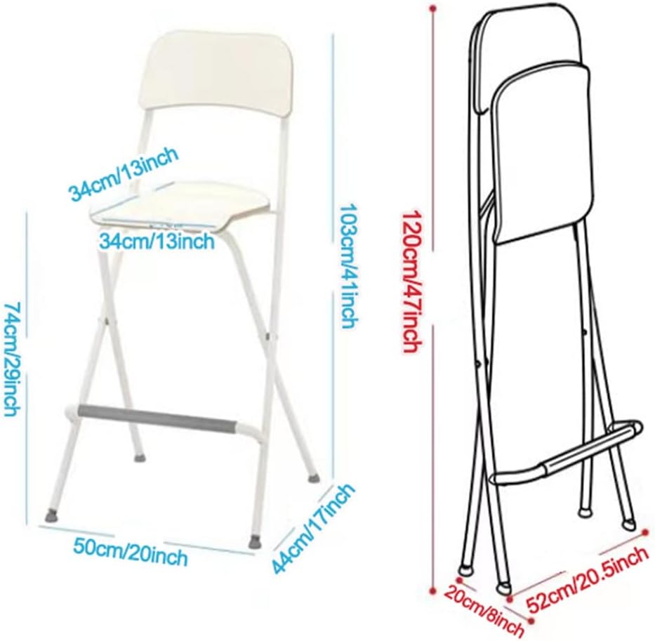 29 inch Folding Breakfast Bar Stool with Backrest,Counter Height Modern Tall ...