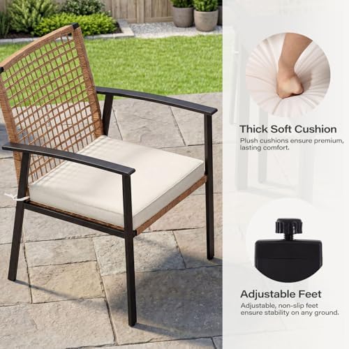LAUSAINT HOME 5 Pieces Outdoor Patio Dining Set, Wicker Patio Furniture Set o...