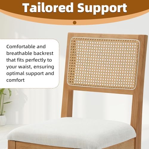 Rattan Dining Chairs Set of 6, Natural Upholstered Kitchen/Restaurant Chair