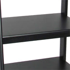 MAKLAINE 3 Tier Wooden Storage Ladder, Black Finish, Open Sides and Back, Solid Birch Wood, Modern and Sleek Design, Durable Display Shelves for Living Room or Bedroom Decor
