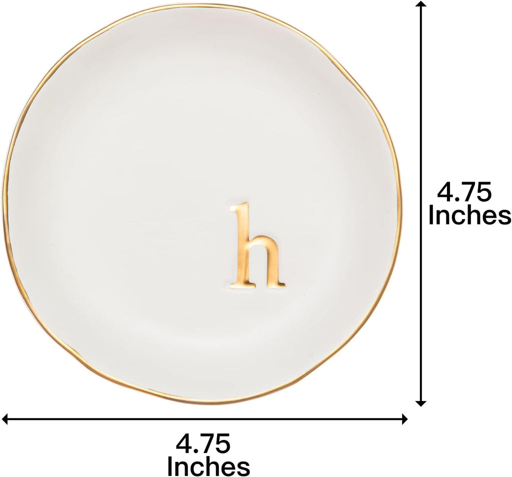 COLLECTIVE HOME - Ceramic Jewelry Tray, Decorative Trinket Dish for Rings Earrings Necklaces Bracelet Watch Keys, Birthday Mother's Day Christmas Gift for Women, 4.75", White Surface (H)