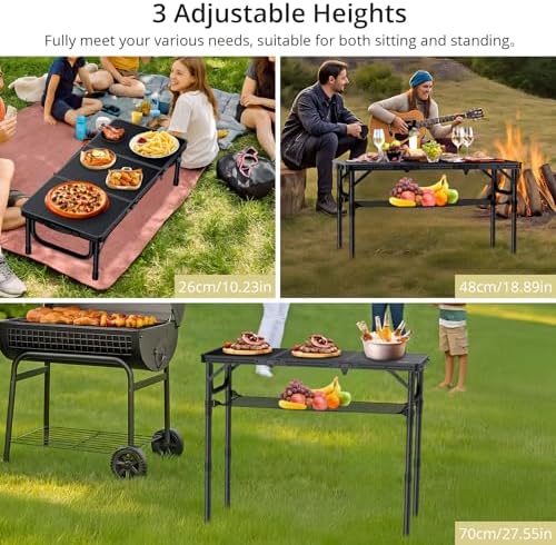 Anbte Folding Camping Table with Storage Net, 3ft Portable Table, 35" x ...