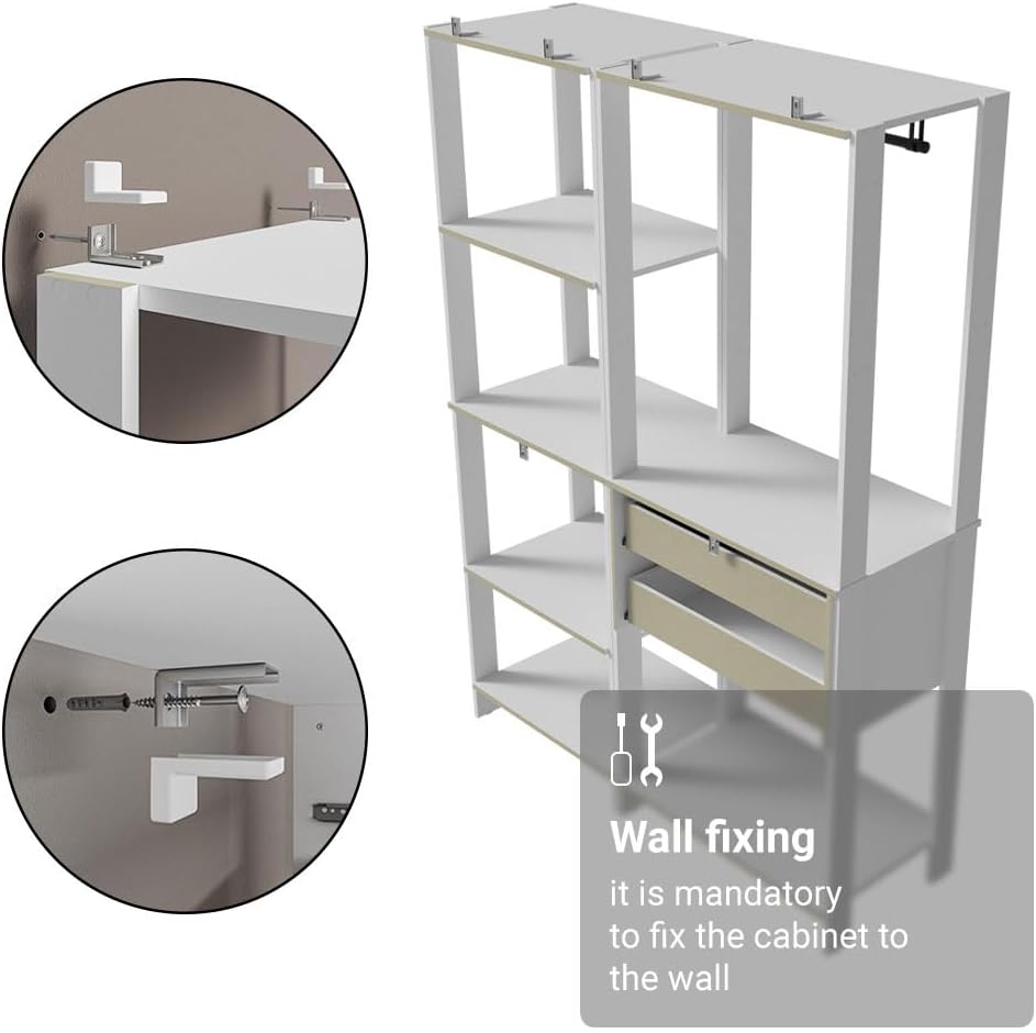 Madesa Kitchen Pantry Storage Rack with 2 Drawers, 7 Shelves and Hanging Spac...