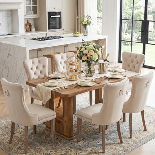 64.5" Dining Room Table Set for 6, Farmhouse Wood Kitchen Table with Dec...