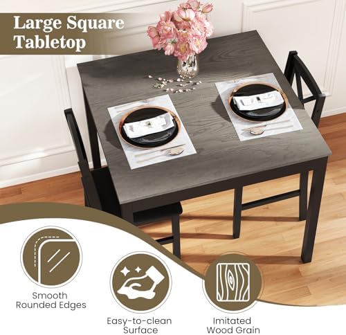 GIANTEX 3-Piece Dining Table Set for 2 - Small Wooden Kitchen Table with Upho...