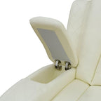 Electric Power Recliner Loveseat Set Living Room Furniture, Comfy Home Theater Breathing Leather Seating with USB 2.0 Charging Ports, LED Light Strips, Mid Console and Cupholders (White)