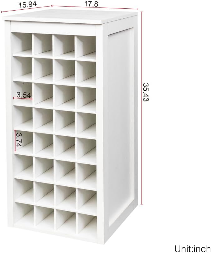 Freestanding Floor Wine Rack, 32 Bottle Wooden Wine Cabinet for Small Spaces,...