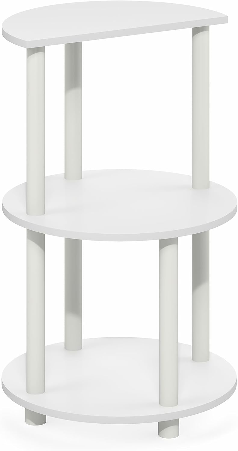 Furinno Turn-N-Tube Side Table, 3-Tier Round End Table, Half Round Top Panel ...