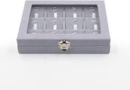 Jewelry Box Necklace Organizer Tray, Grey Necklace Display Case for Storage Jewelry Small Necklaces Display Stand 12 Slot Pendant Holder for Women
