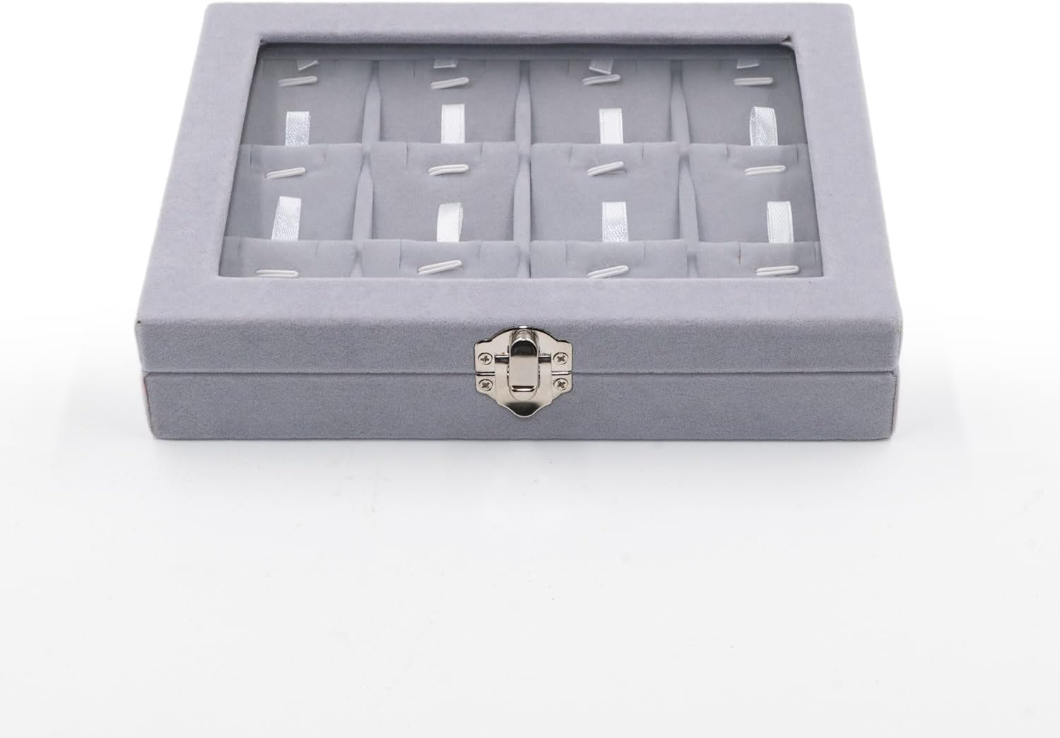 Jewelry Box Necklace Organizer Tray, Grey Necklace Display Case for Storage Jewelry Small Necklaces Display Stand 12 Slot Pendant Holder for Women